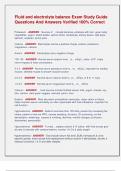 Fluid and electrolyte balance Exam Study Guide  Questions And Answers Verified 100&percnt; Correct