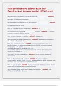 Fluid and electrolyte balance Exam Test  Questions And Answers Verified 100&percnt; Correct