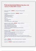 Fluid and electrolyte Balance Questions And  Answers Verified 100&percnt; Correct 