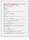 Fluid and Electrolyte Balance Test Exam Questions  And Answers Verified 100&percnt; Correct 