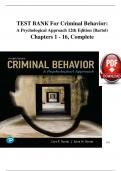 TEST BANK Criminal Behavior A Psychological Approach 12th Edition &vert;&vert; LATTEST EDITION 2025