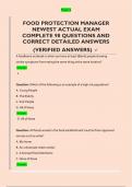 FOOD PROTECTION MANAGER  NEWEST ACTUAL EXAM  COMPLETE 98 QUESTIONS AND  CORRECT DETAILED ANSWERS  &lpar;VERIFIED ANSWERS&rpar; 