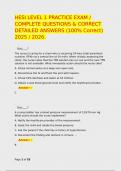 HESI LEVEL 1 PRACTICE EXAM &sol; COMPLETE QUESTIONS & CORRECT DETAILED ANSWERS &lpar;100&percnt; Correct&rpar; 2025 &sol; 2026&period;