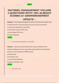 MATERIEL MANAGEMENT VOLUME  2 QUESTIONS WITH 100% ALREADY  SCORED A+ ANSWERS/NEWEST  UPDATE
