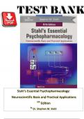 Test Bank for Stahl's Essential Psychopharmacology Neuroscientific Basis and Practical Applications 5th Edition All Chapters 1 - 14 Complete Newest Instant Download PDF &vert;&vert; WITH WELL EXPLAINED RATIONALES&excl;&excl;&excl;