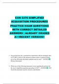  CON 2370 SIMPLIFIED ACQUISITION PROCEDURES PRACTICE EXAM QUESTIONS WITH CORRECT DETAILED ANSWERS &vert; ALREADY GRADED A&plus;<RECENT VERSION>