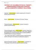 DISTRICT OF COLUMBIA PHYSICAL THERAPY  JURISPRUDENCE EXAM 2025 UPDATED  ACTUAL EXAM WITH CORRECT SOLUTIONS&period;