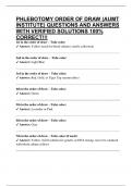PHLEBOTOMY ORDER OF DRAW &lpar;AUMT INSTITUTE&rpar; QUESTIONS AND ANSWERS WITH VERIFIED SOLUTIONS 100&percnt; CORRECT&excl;&excl;&excl;
