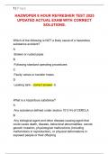 HAZWOPER 8 HOUR REFRESHER TEST 2025  UPDATED ACTUAL EXAM WITH CORRECT  SOLUTIONS&period;