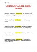 INTRODUCTION TO IT - D322 &ndash; PA 2025  UPDATED ACTUAL EXAM WITH CORRECT  SOLUTIONS&period;
