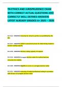 TN ETHICS AND JURISPRUDENCE EXAM WITH CORRECT ACTUAL QUESTIONS AND CORRECTLY WELL DEFINED ANSWERS LATEST ALREADY GRADED A&plus; 2025 &ndash; 2026