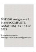 NST1501 Assignment 2 Memo &lpar;COMPLETE ANSWERS&rpar; Due 17 June 2025