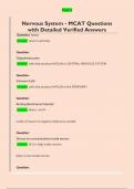 Nervous System - MCAT Questions  with Detailed Verified Answers 