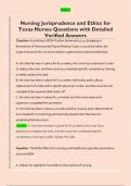 Nursing Jurisprudence and Ethics for  Texas Nurses Questions with Detailed  Verified Answers 