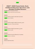 OSAT- CEOE Study Guide&colon; Early  Childhood Education Questions with  Detailed Verified Answers 