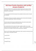 ACA Exam Practice Questions with Verified Answers Graded A&plus;