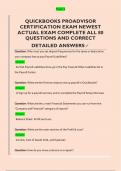 QUICKBOOKS PROADVISOR  CERTIFICATION EXAM NEWEST  ACTUAL EXAM COMPLETE ALL 80  QUESTIONS AND CORRECT  DETAILED ANSWERS