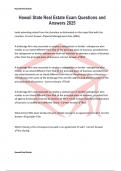Hawaii State Real Estate Exam Questions and Answers 2025
