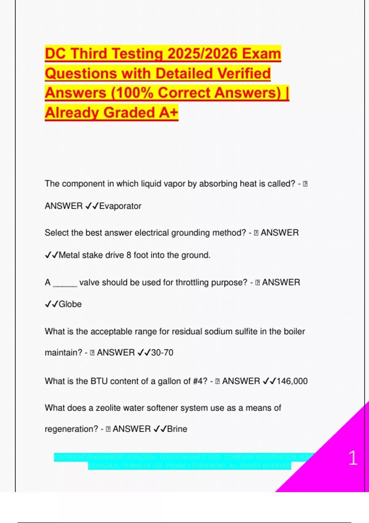 Dc Element Testing DC Third Testing Exam 2025/2026 – Complete Study Guide with Verified Q ...