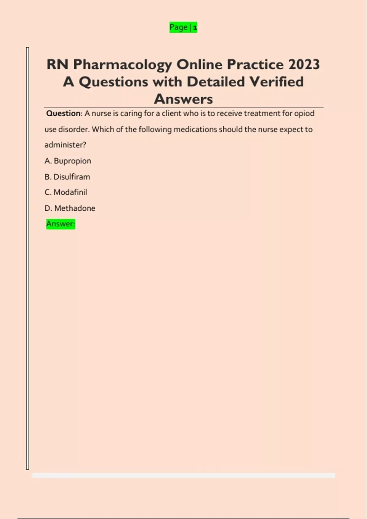 RN Pharmacology Online Practice 2023 A Questions with Detailed Verified ...