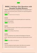 RNSG 1144 Exam One Questions with  Detailed Verified Answers 