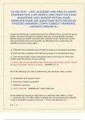 CA PSI SITE - LIFE&comma; ACCIDENT AND HEALTH AGENT  EXAMINATION &lpar;LIFE AGENT&rpar; AND PRACTICE EXAM  QUESTIONS 2025 NEWEST ACTUAL EXAM  COMPLETE EXAM 200 QUESTIONS WITH DETAILED  VERIFIED ANSWERS &lpar;100&percnt; CORRECT ANSWERS&rpar;  &sol;ALREADY GRADED A&plus;