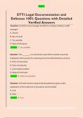 STTI Legal Documentation and  Defenses 100&percnt; Questions with Detailed  Verified Answers 