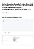 Clinical Simulation Study SetPractice Exam 2025  UPDATE&sol;PRACTICE QUESTIONS AND CORRECT  VERIFIED ANSWERS&lpar;complete  solutions&rpar;ASSURED SUCCESS&sol;GRADED A&plus;&excl;&excl;&excl;