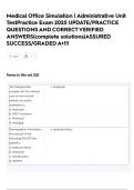 Medical Office Simulation &vert; Administrative Unit  TestPractice Exam 2025 UPDATE&sol;PRACTICE  QUESTIONS AND CORRECT VERIFIED  ANSWERS&lpar;complete solutions&rpar;ASSURED  SUCCESS&sol;GRADED A&plus;&excl;&excl;&excl;