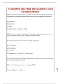 Respiratory Disorders Test Questions with Verified Answers