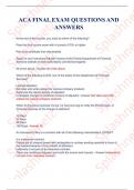 ACA FINAL EXAM QUESTIONS AND  ANSWERS