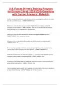 U&period;S&period; Forces Driver-s Training Program for Europe &lpar;2 hrs&period;&rpar; &lpar;2025&sol;2026&rpar; Questions with Correct Answers &vert; Rated A&plus;