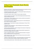 Critical Care Paramedic Exam Review And Answers