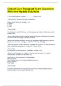 Critical Care Transport Exam Questions With New Update Solutions