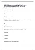 PTAC Process quality Final exam questions with verified answers
