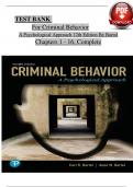 TEST BANK for Criminal Behavior&colon; A Psychological Approach &lpar;12th Edition