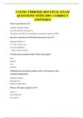 CYSTIC FIBROSIS 2025 FINAL EXAM QUESTIONS WITH 100&percnt; CORRECT ANSWERS