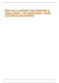 MPH 6011 QUIZZES FOR MIDTERM & FINAL EXAM &vert; 124 QUESTIONS &vert; WITH ACCURATE SOLUTIONS&excl;&excl;