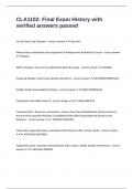 CLA1102&colon; Final Exam History with verified answers passed