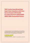  TMC Practice Exam&vert;Brand New Expert Exam Questions with Clear Correct Answers&vert;All Graded A&plus;&vert;Latest Premium Update&lpar;2025-2026&rpar;&vert;100&percnt; Guaranteed Success&period;