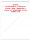 TEST BANK FOR DAVIS ADVANTAGE FOR PEDIATRIC NURSING CRITICAL COMPONENTS OF NURSING CARE 3RD EDITION BY KATHRYN RUDD AND DIANE&period;pdf