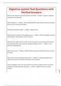 Digestive system Test Questions with Verified Answers