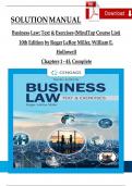 Solution Manual For Business Law&colon; Text & Exercises&comma; 10th Edition by Roger LeRoy Miller&comma; William E&period; Hollowell&comma; Verified Chapters 1 - 43&comma; Complete Newest Version