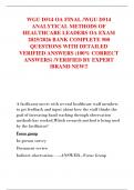 WGU D514 OA FINAL &sol;WGU D514  ANALYTICAL METHODS OF  HEALTHCARE LEADERS OA EXAM  2025&sol;2026 BANK COMPLETE 500  QUESTIONS WITH DETAILED  VERIFIED ANSWERS &lpar;100&percnt; CORRECT  ANSWERS&rpar; &sol;VERIFIED BY EXPERT  &sol;BRAND NEW&excl;&excl; 
