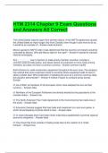 HTM 2314 Chapter 9 Exam Questions and Answers All Correct 