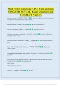 Final review questions IUPUI Yard anatomy  UPDATED ACTUAL  Exam Questions and  CORRECT Answers 
