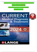 Test Bank Current Medical Diagnosis and Treatment&comma; 63rd Edition By Maxine Papadakis and Stephen Mcphee all Chapters 1 - 42 fully covered and updated 2024&sol;2025 ISBN&colon; 9781265556037