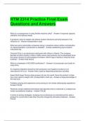 HTM 2314 Practice Final Exam Questions and Answers 