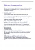 Med surg Neuro Questions and Answers 100&percnt; Solved correctly