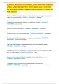 SURGICAL PHARMACOLOGY FINAL QUESTIONS AND ANSWERS LATEST UPDATED 2024&sol;2025 A COMPLETE EXAM SOLUTION ALL ANSWERS CORRECT VERIFIED BEST GRADED TO SCORE A&plus; FOR SUCCESS